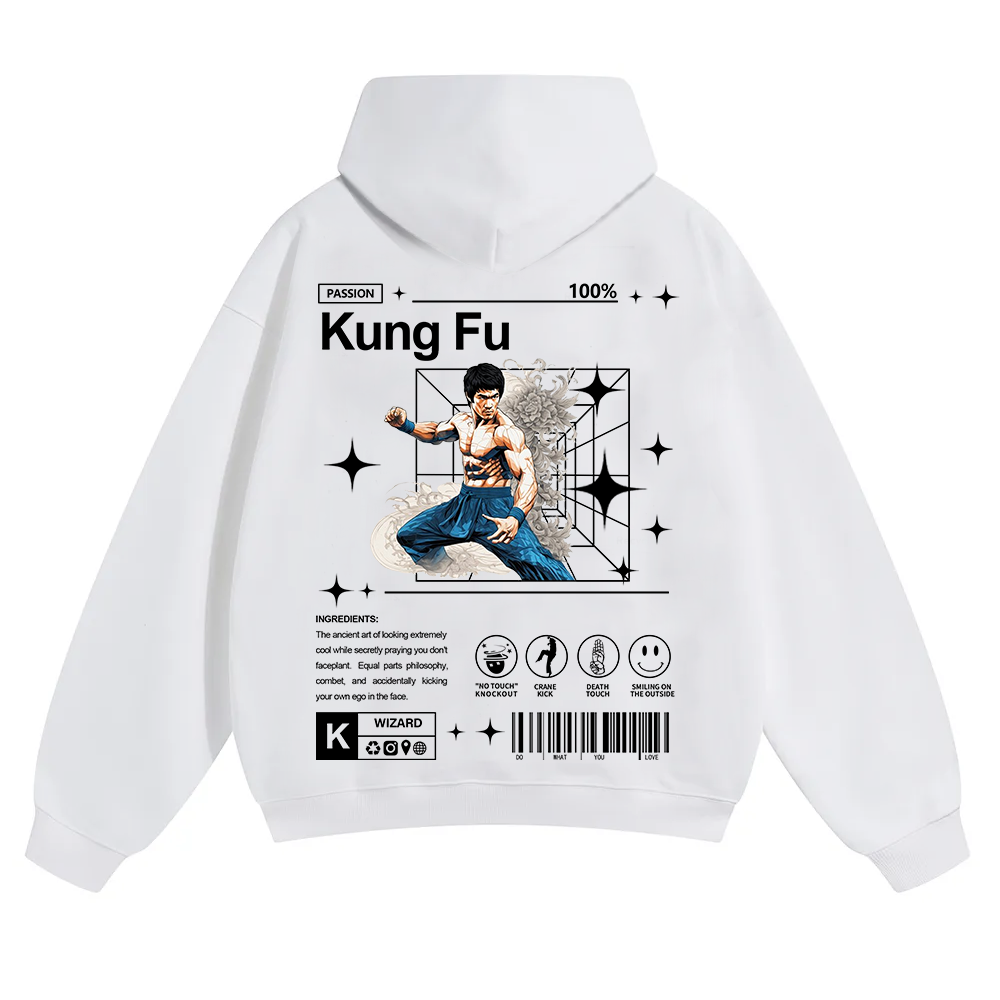 Kung Fu Unisex Solid Color Hoodie wearishow