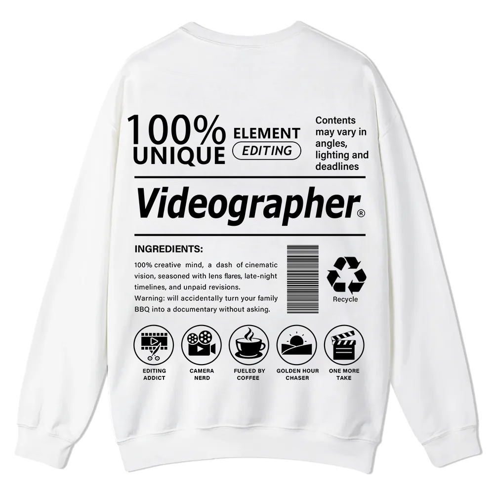 Videographer Casual Crewneck Sweatshirt wearishow wearishow