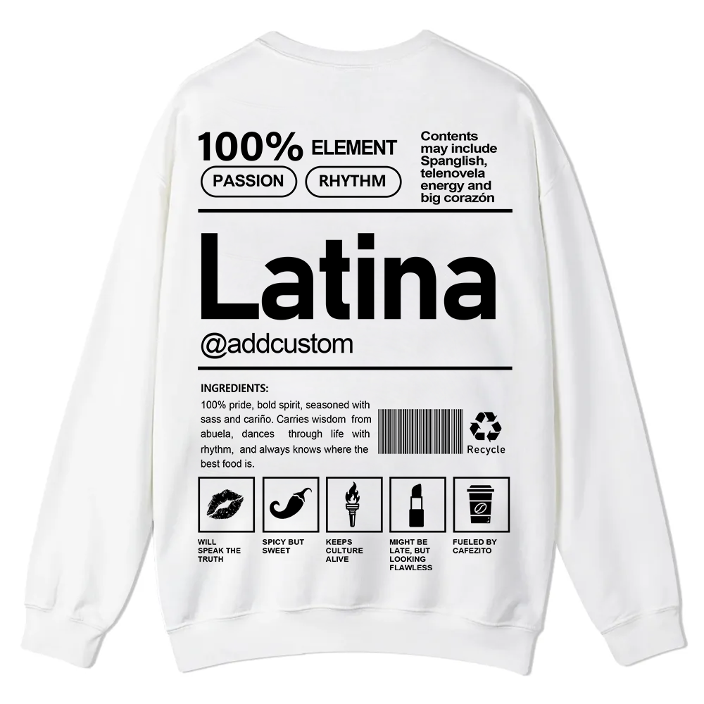 Latina Addcustom Unisex Fit  Casual Crewneck Sweatshirt wearishow