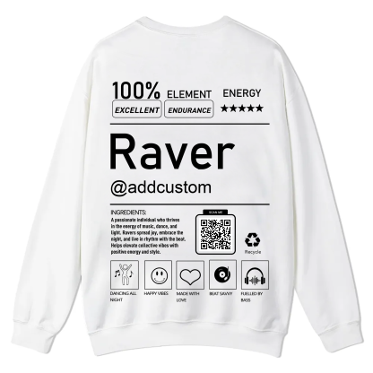 Addcustom QR Code Raver Casual Crewneck Sweatshirt wearishow