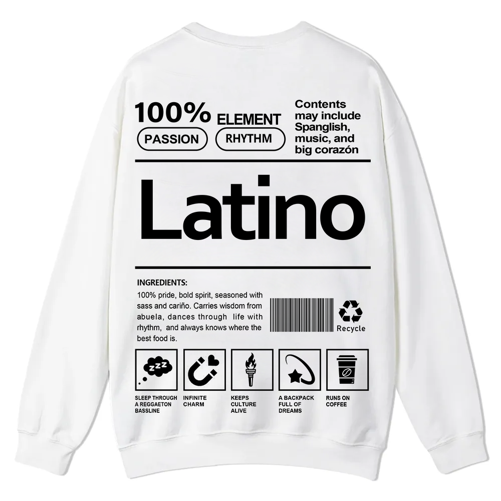 Latino Unisex Fit  Casual Crewneck Sweatshirt wearishow