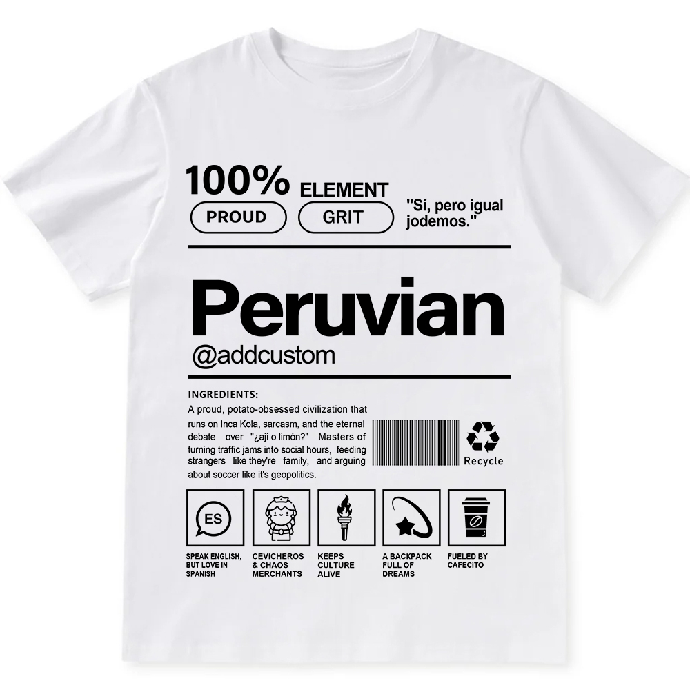 Peruvian Addcustom Unisex Fit  Cotton T-Shirt wearishow