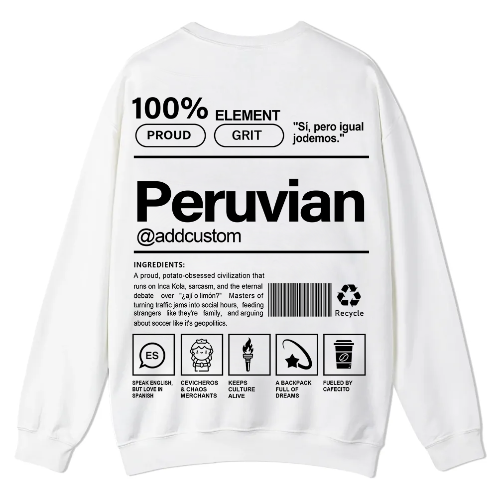 Peruvian Addcustom Unisex Fit  Casual Crewneck Sweatshirt wearishow