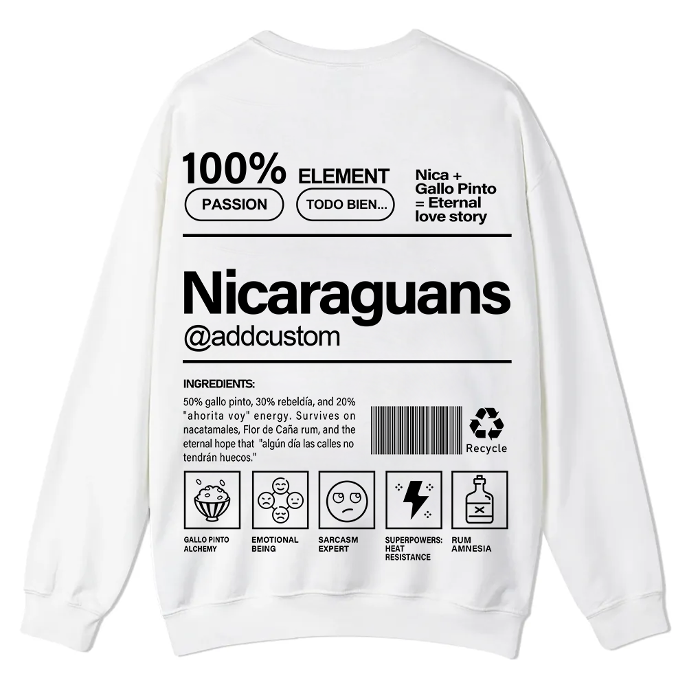 Nicaraguans Addcustom Unisex Fit  Casual Crewneck Sweatshirt wearishow