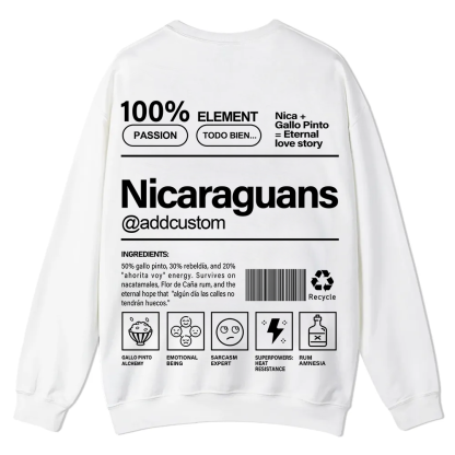 Nicaraguans Addcustom Unisex Fit  Casual Crewneck Sweatshirt wearishow