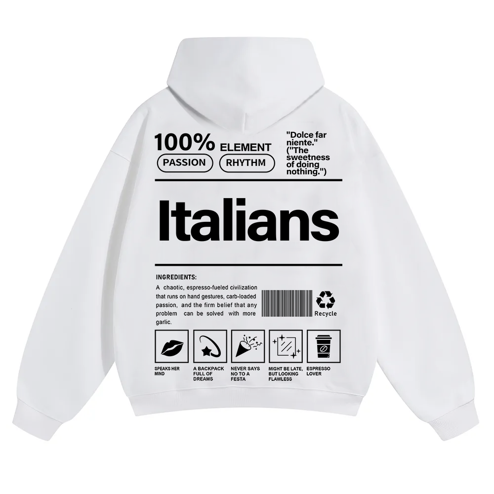 Italians Unisex Fit Color Hoodie wearishow