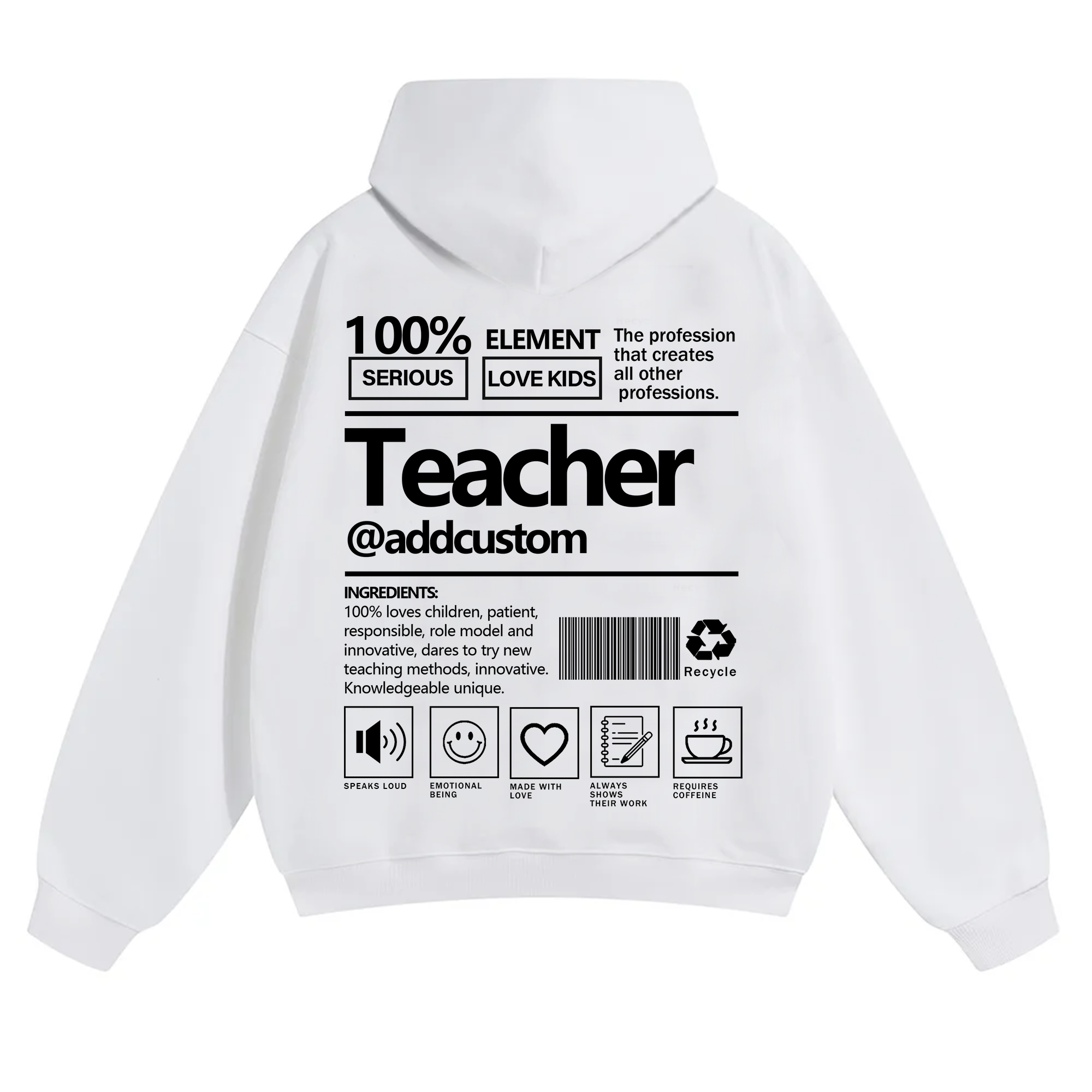 Teacher Addcustom Solid Color Hoodie wearishow