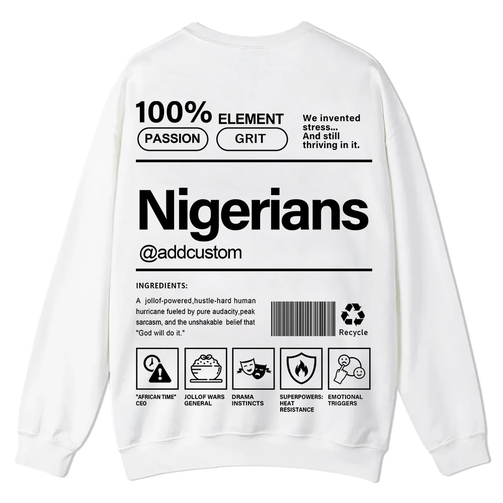 Nigerians Addcustom Unisex Fit  Casual Crewneck Sweatshirt wearishow