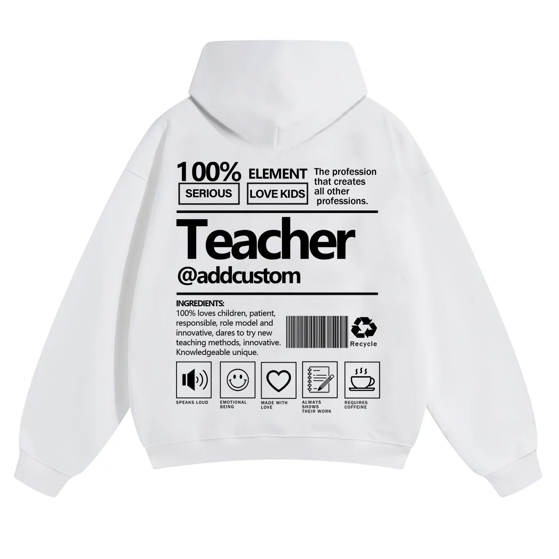 Teacher Addcustom Solid Color Hoodie wearishow