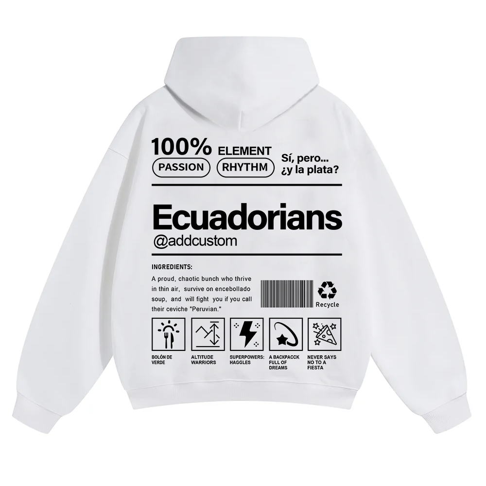 Ecuadorians Addcustom Unisex Fit Color Hoodie wearishow