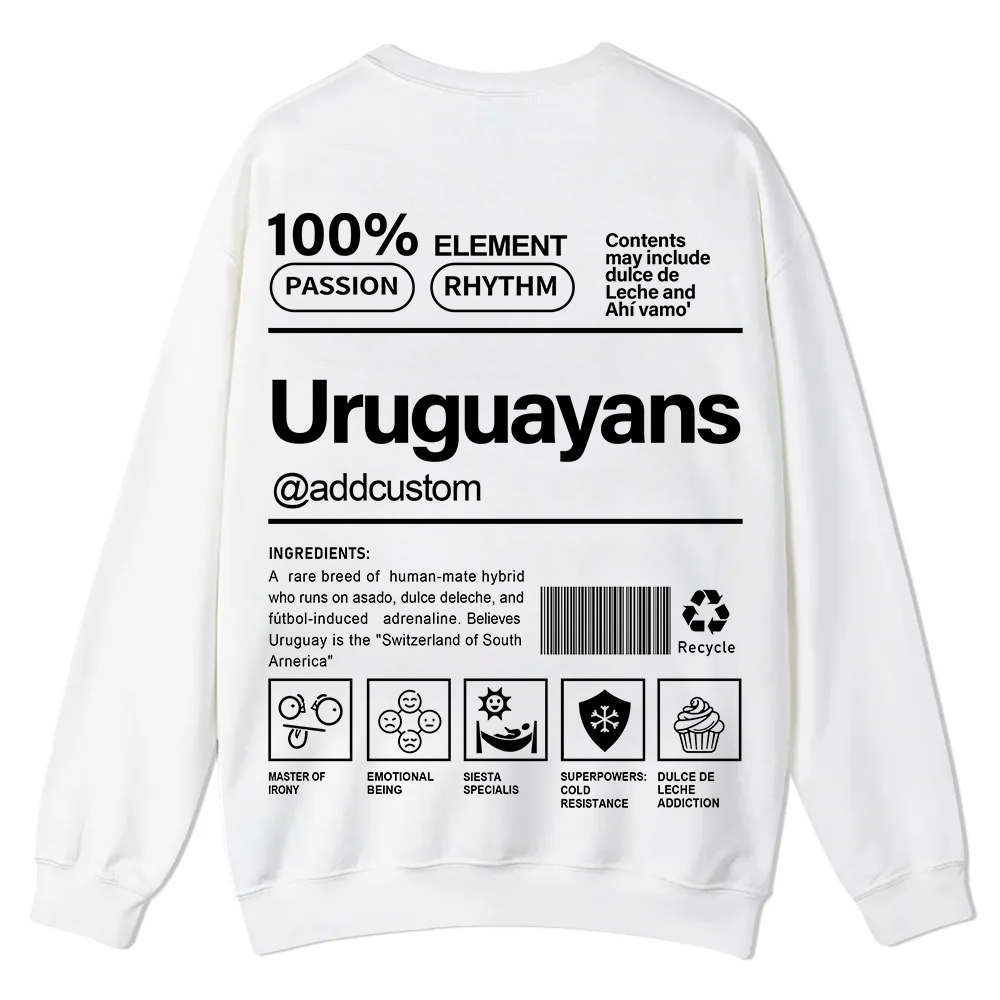 Uruguayans Addcustom Unisex Fit  Casual Crewneck Sweatshirt wearishow