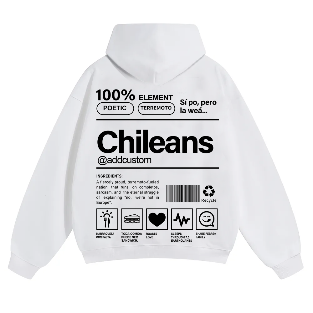 Chileans Addcustom Unisex Fit Color Hoodie wearishow