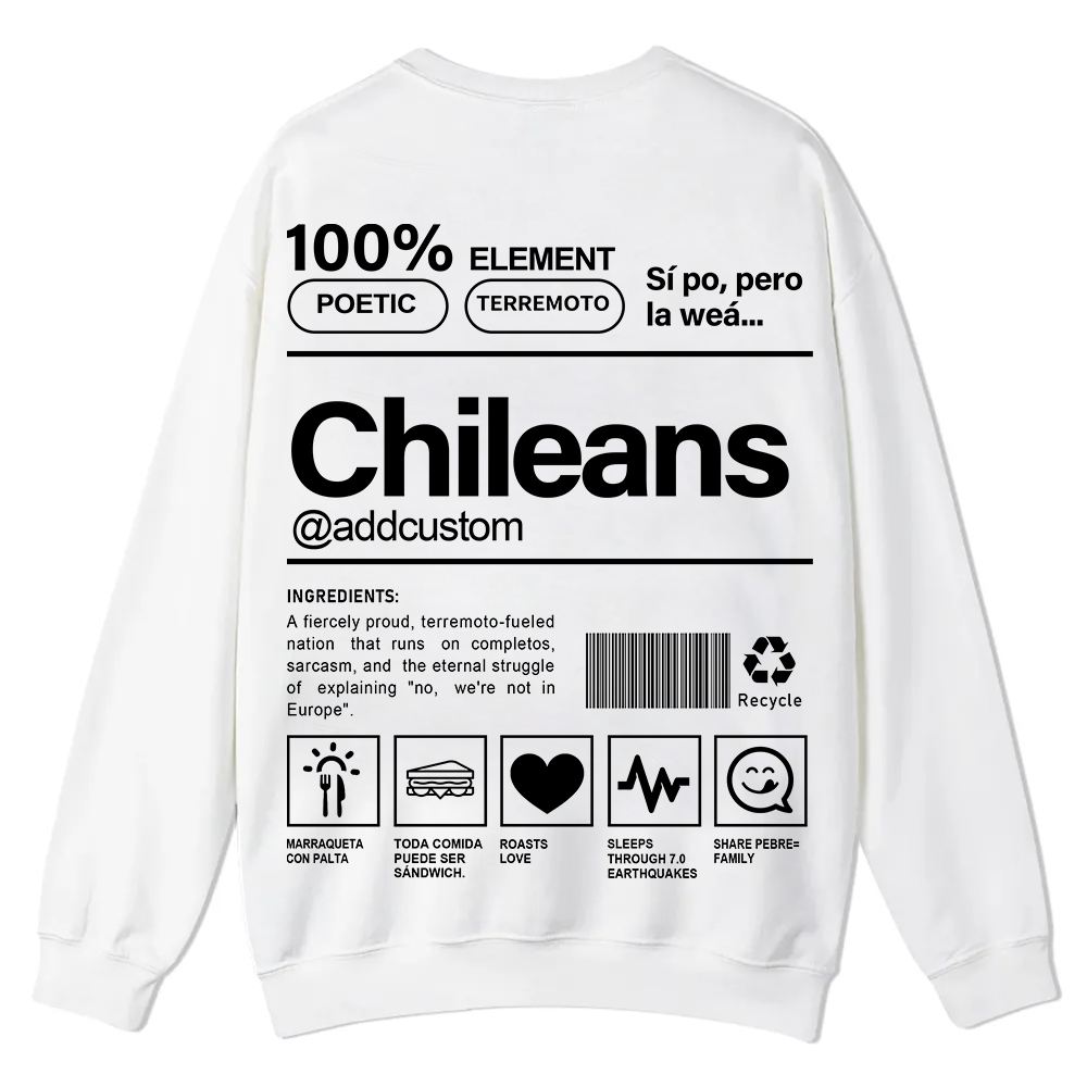 Chileans Addcustom Unisex Fit  Casual Crewneck Sweatshirt wearishow