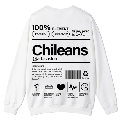 Chileans Addcustom Unisex Fit  Casual Crewneck Sweatshirt wearishow