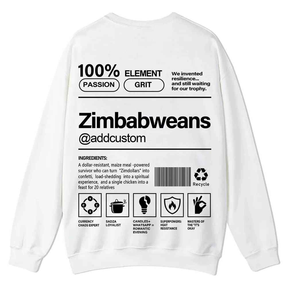 Zimbabweans Addcustom Unisex Fit  Casual Crewneck Sweatshirt wearishow