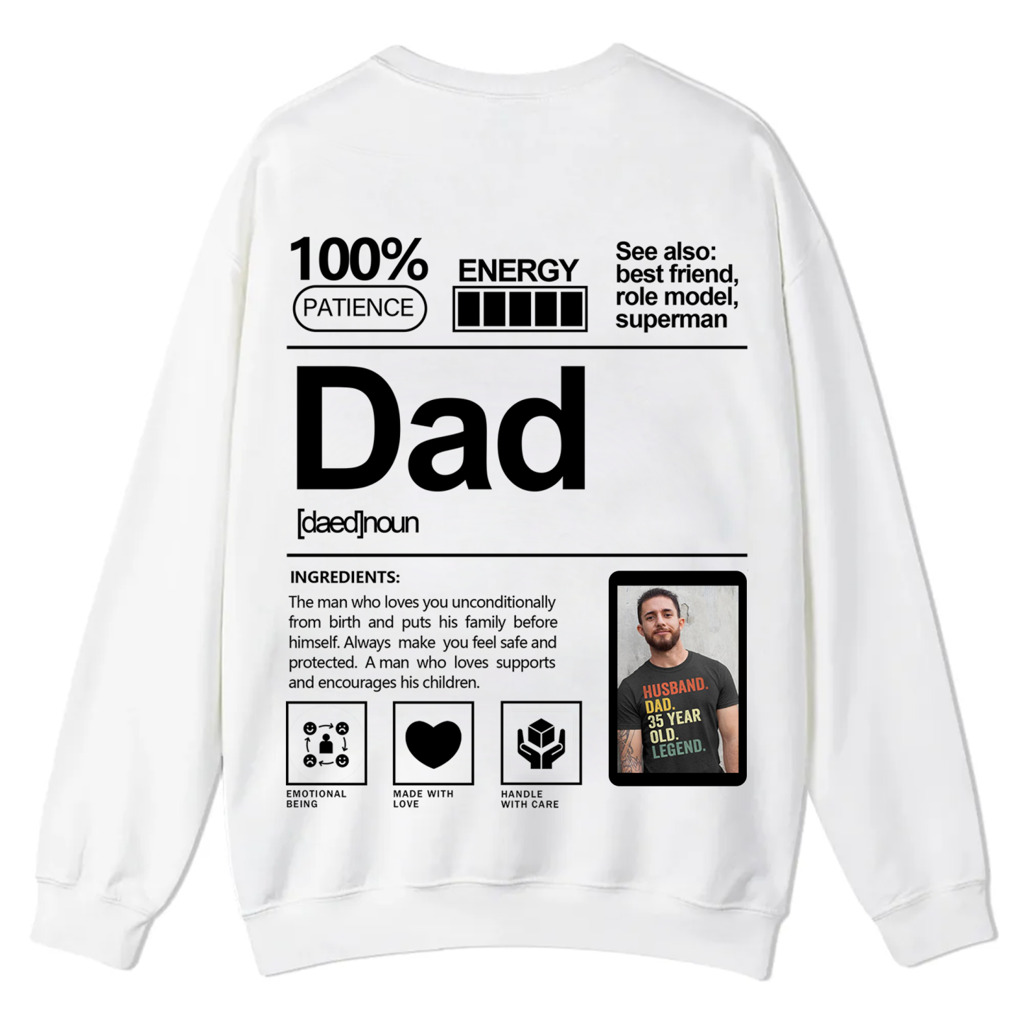 Addcustom  Photo Dad Casual Crewneck Sweatshirt