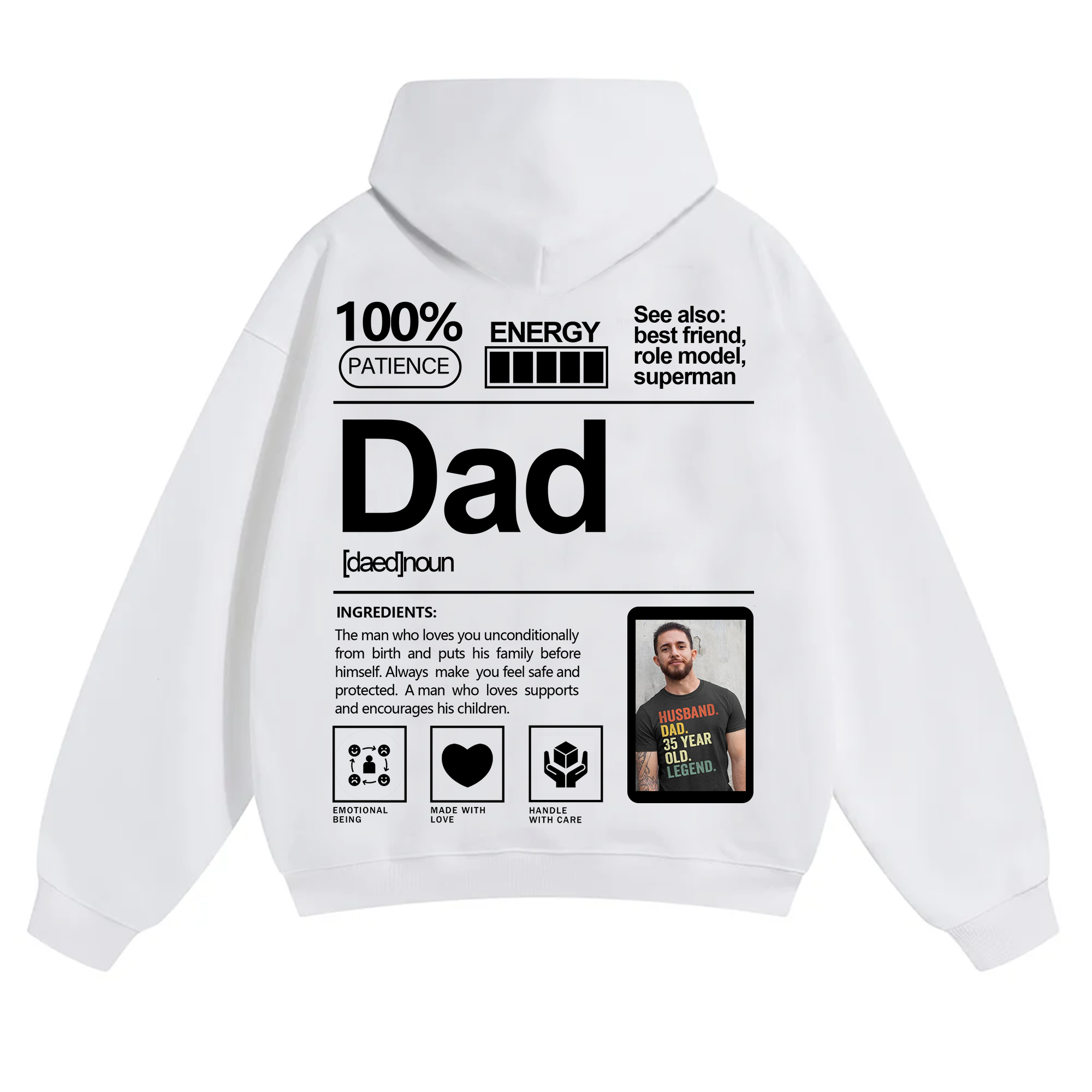 Addcustom Photo Dad Solid Color Hoodie