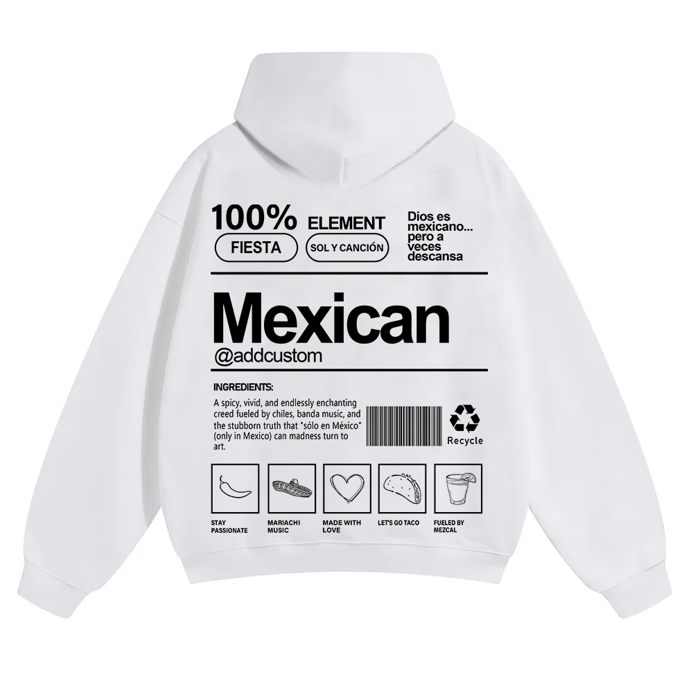Mexican Addcustom Unisex Fit Color Hoodie wearishow