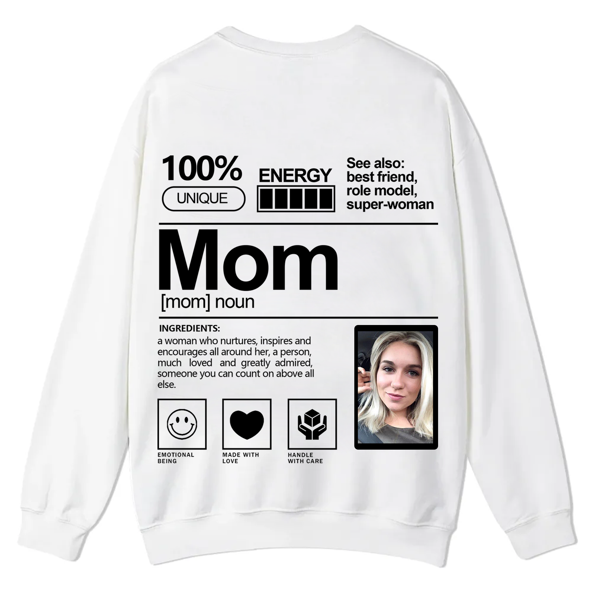 Addcustom  Photo Mom Casual Crewneck Sweatshirt
