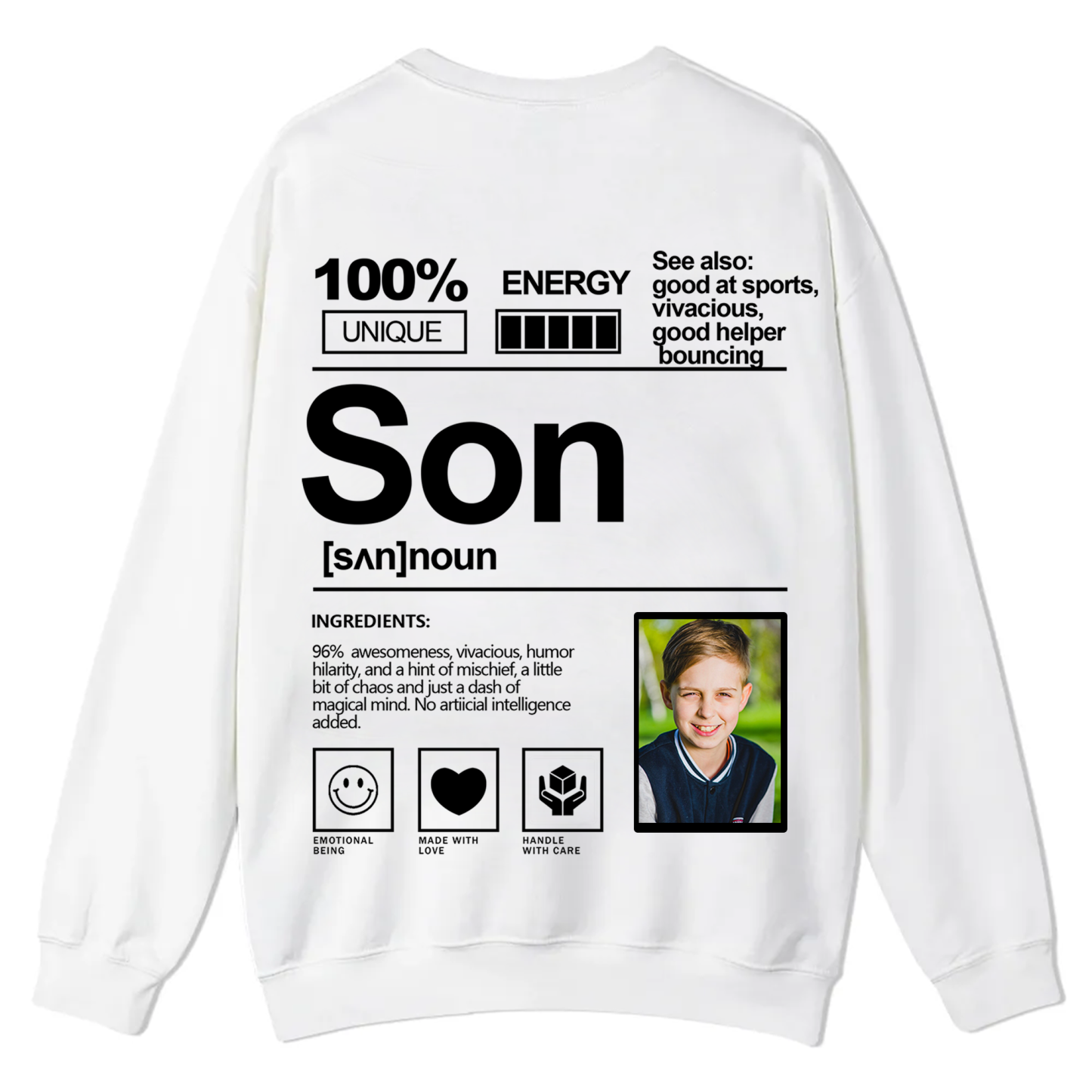 Addcustom  Photo Son Casual Crewneck Sweatshirt