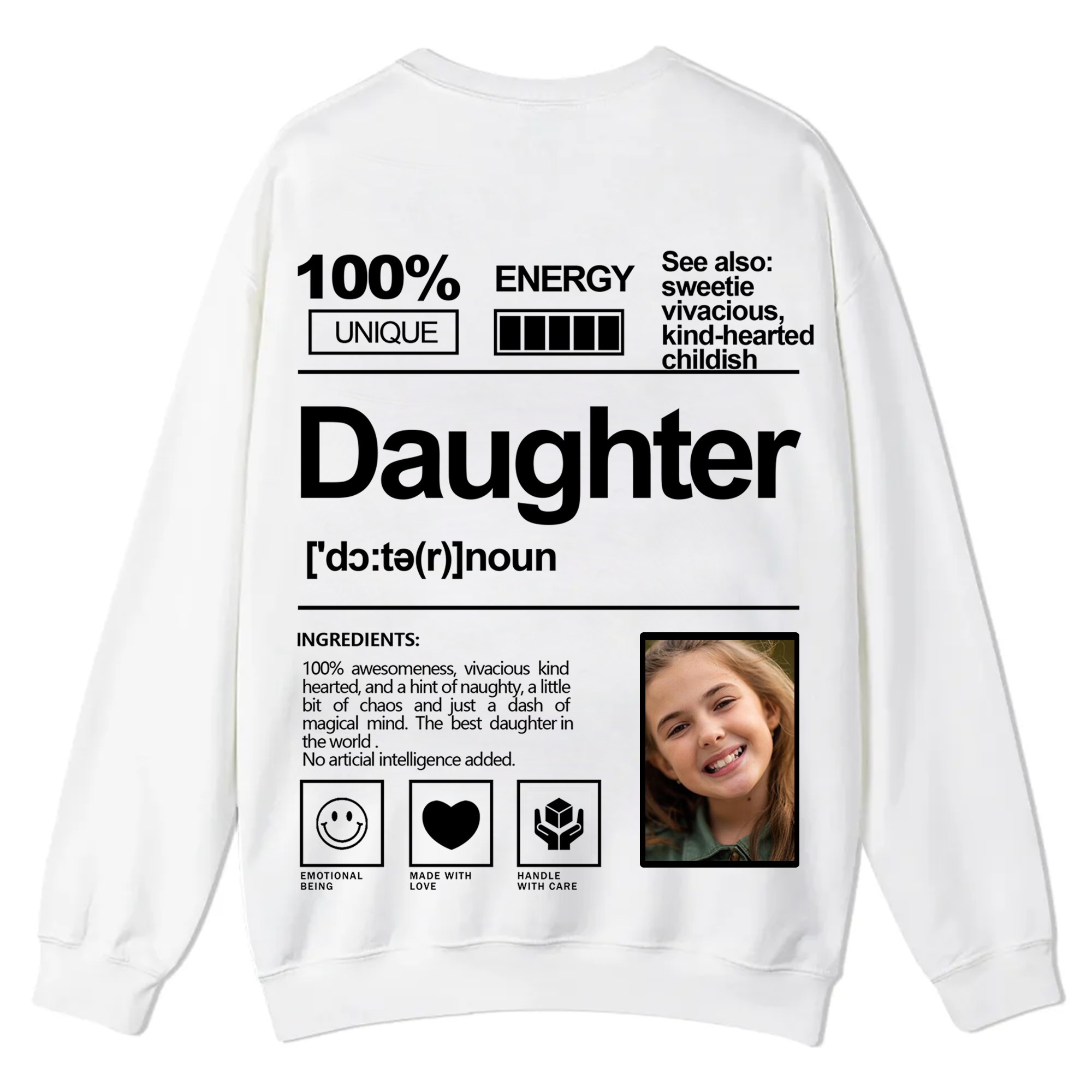 Addcustom  Photo family Casual Crewneck Sweatshirt