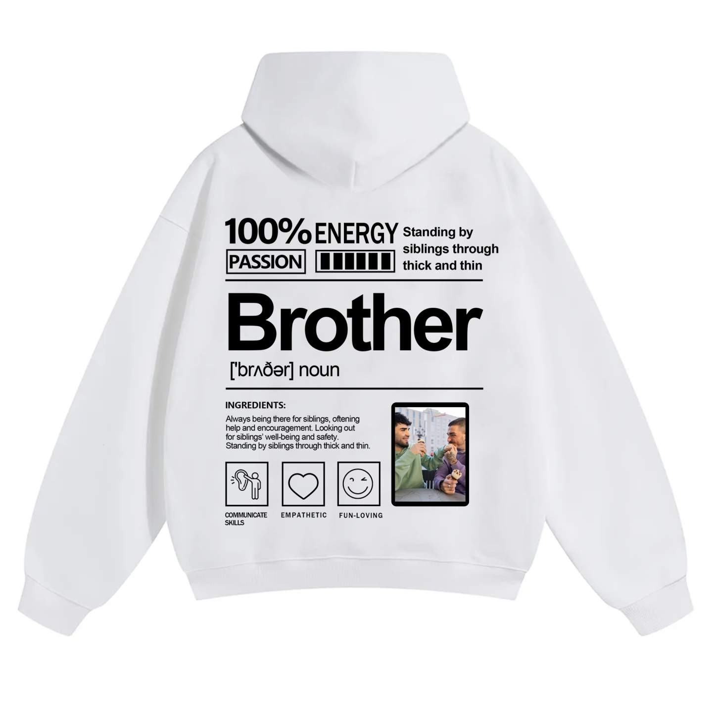 Addcustom Photo Brother Solid Color Hoodie