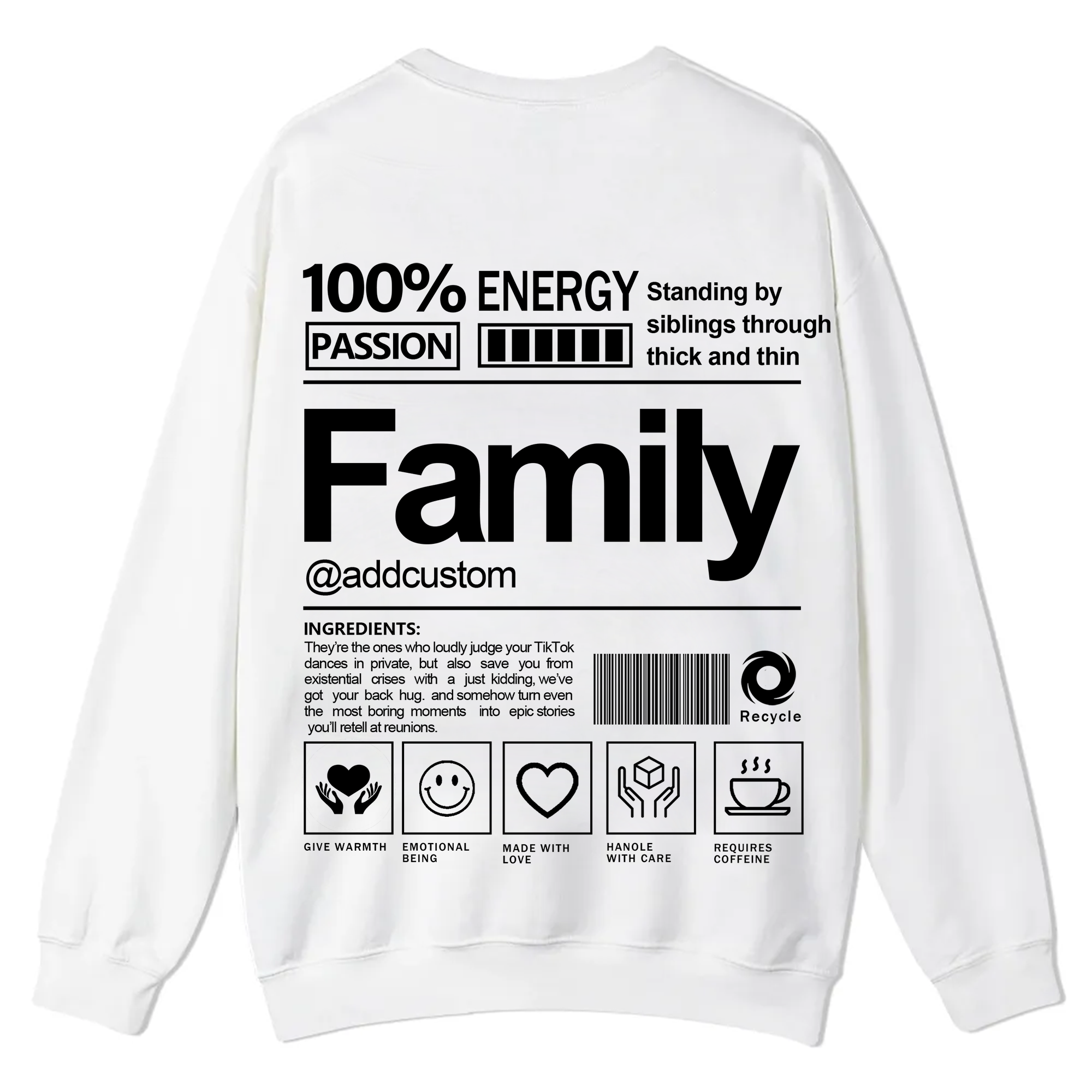 Family Addcustom Casual Crewneck Sweatshirt