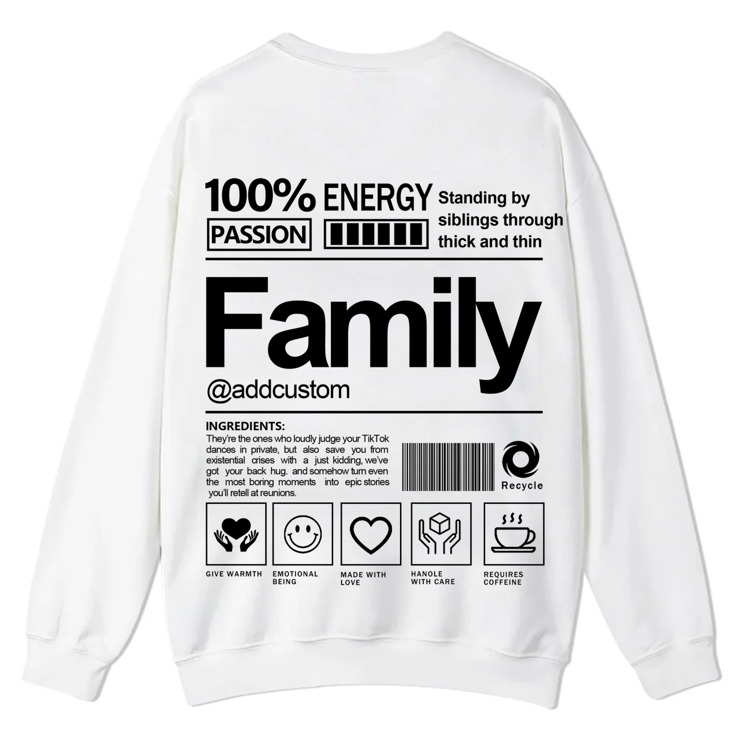 Family Addcustom Casual Crewneck Sweatshirt