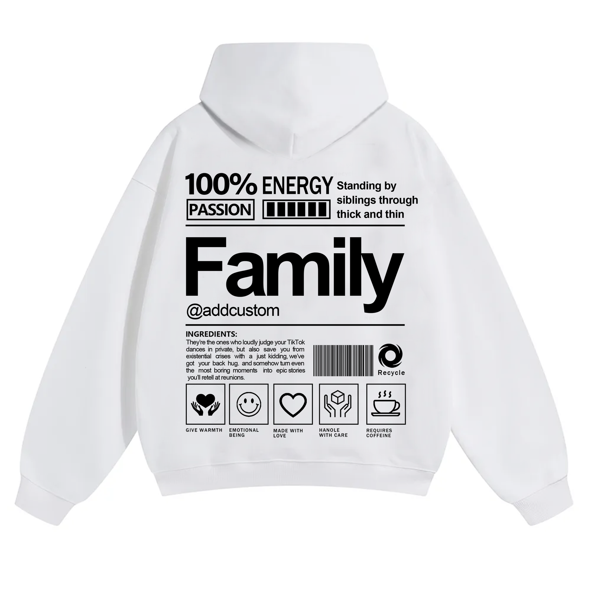Family Addcustom Solid Color Hoodie