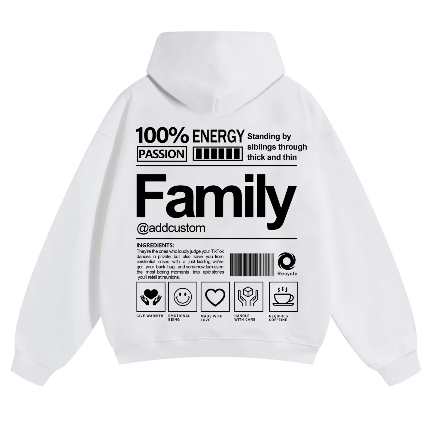 Family Addcustom Solid Color Hoodie