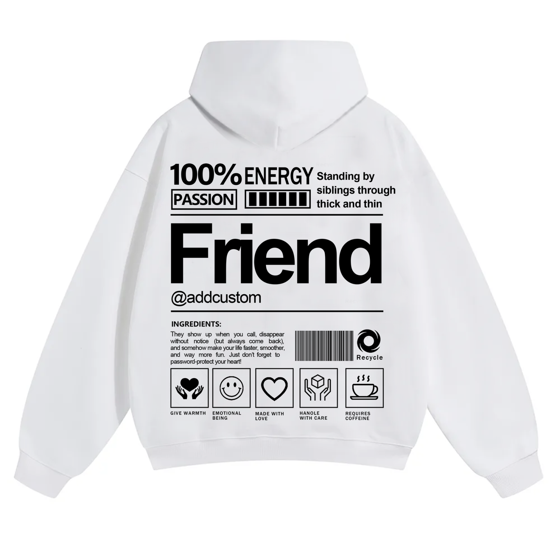 Friend Addcustom Solid Color Hoodie