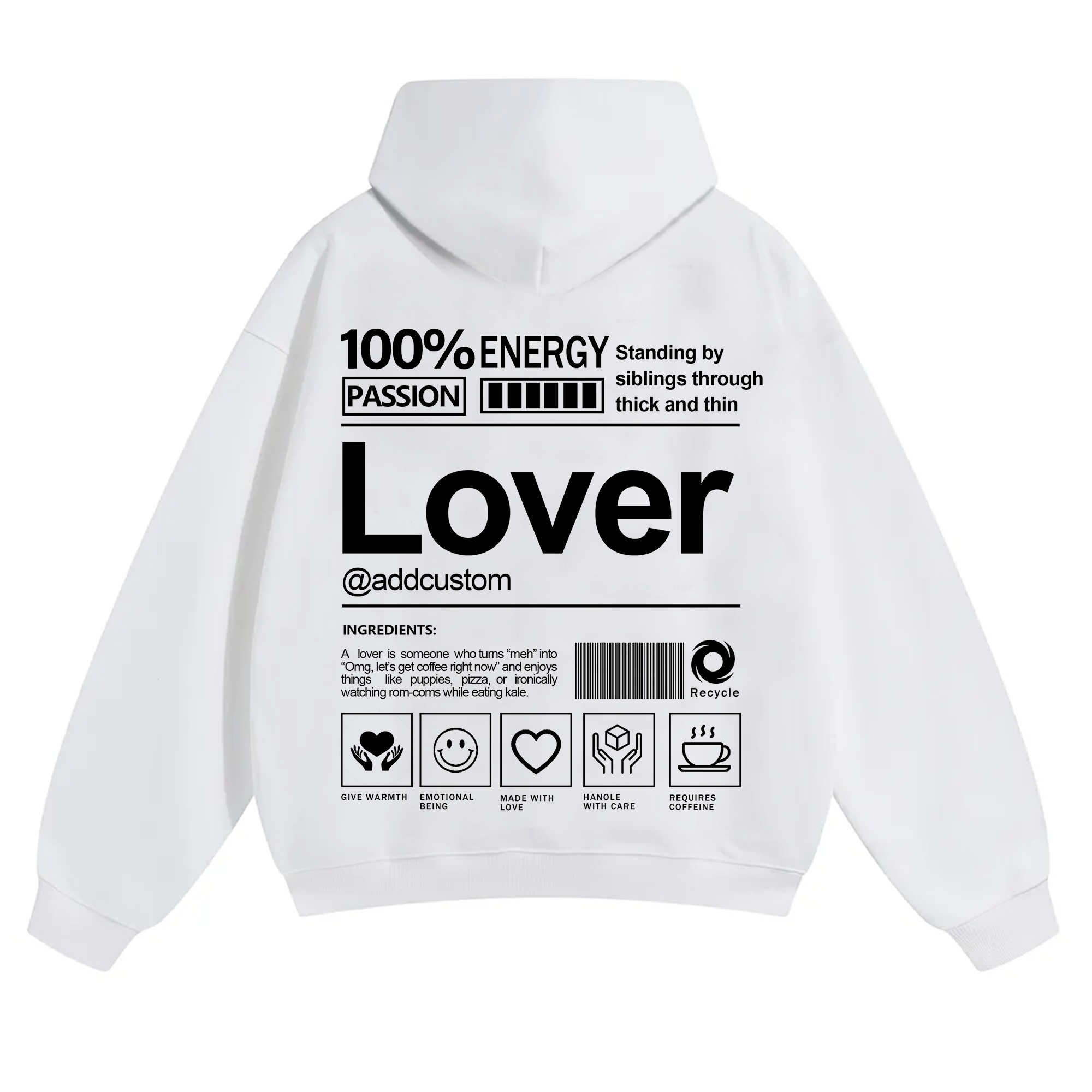 Lover Addcustom Solid Color Hoodie