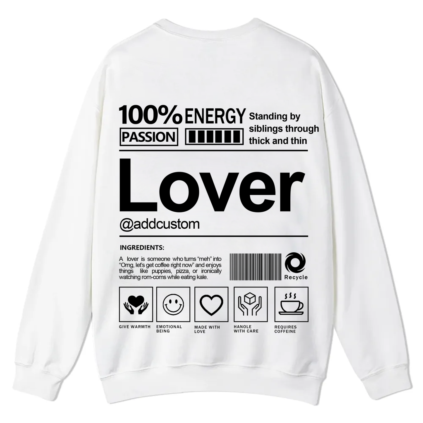 Lover Addcustom Casual Crewneck Sweatshirt