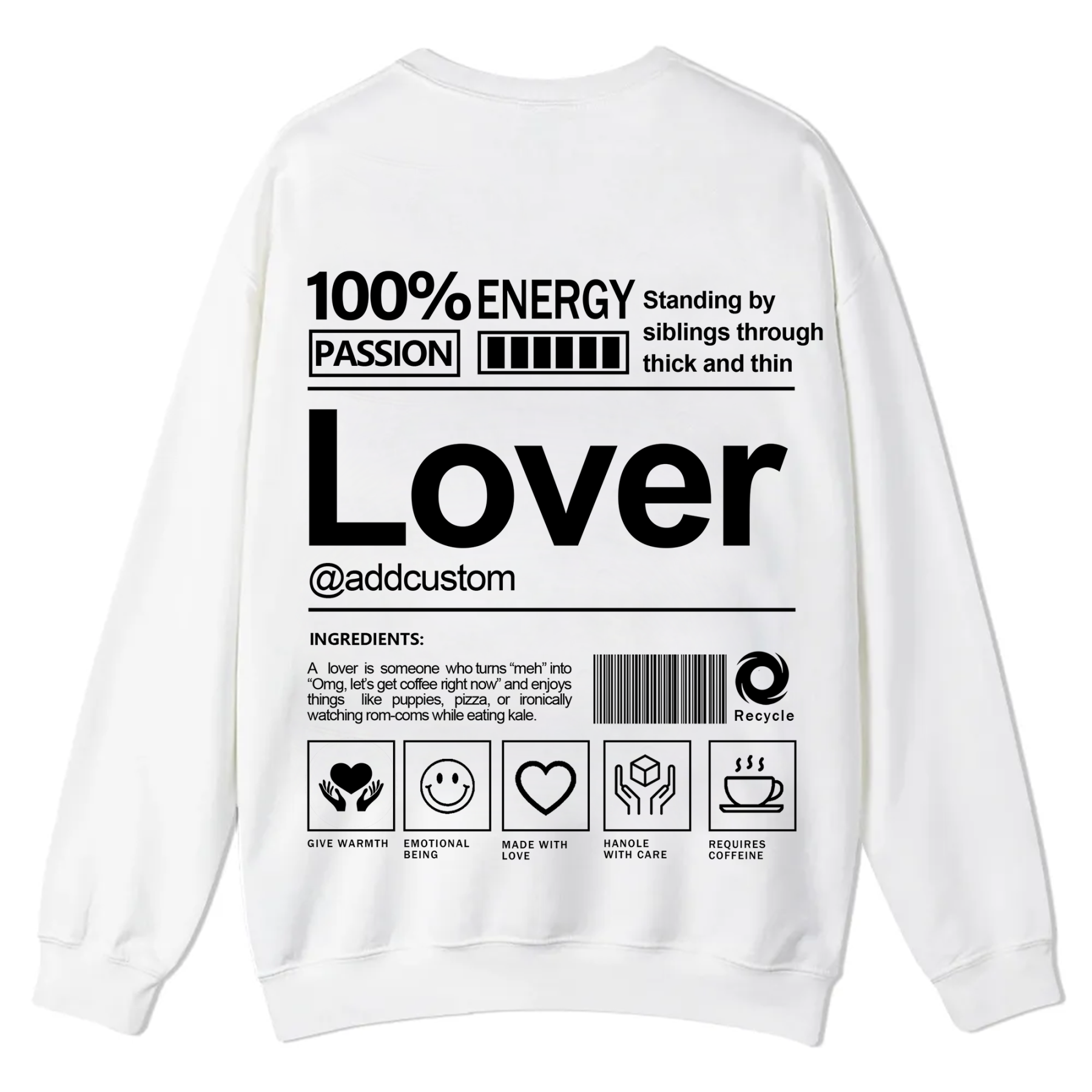 Lover Addcustom Casual Crewneck Sweatshirt