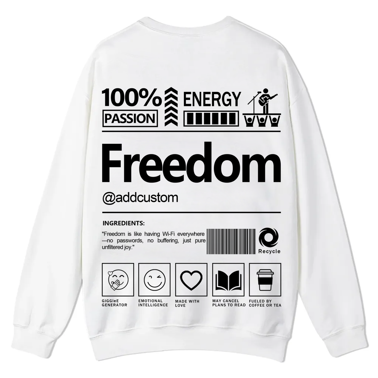 Freedom Addcustom Casual Crewneck Sweatshirt