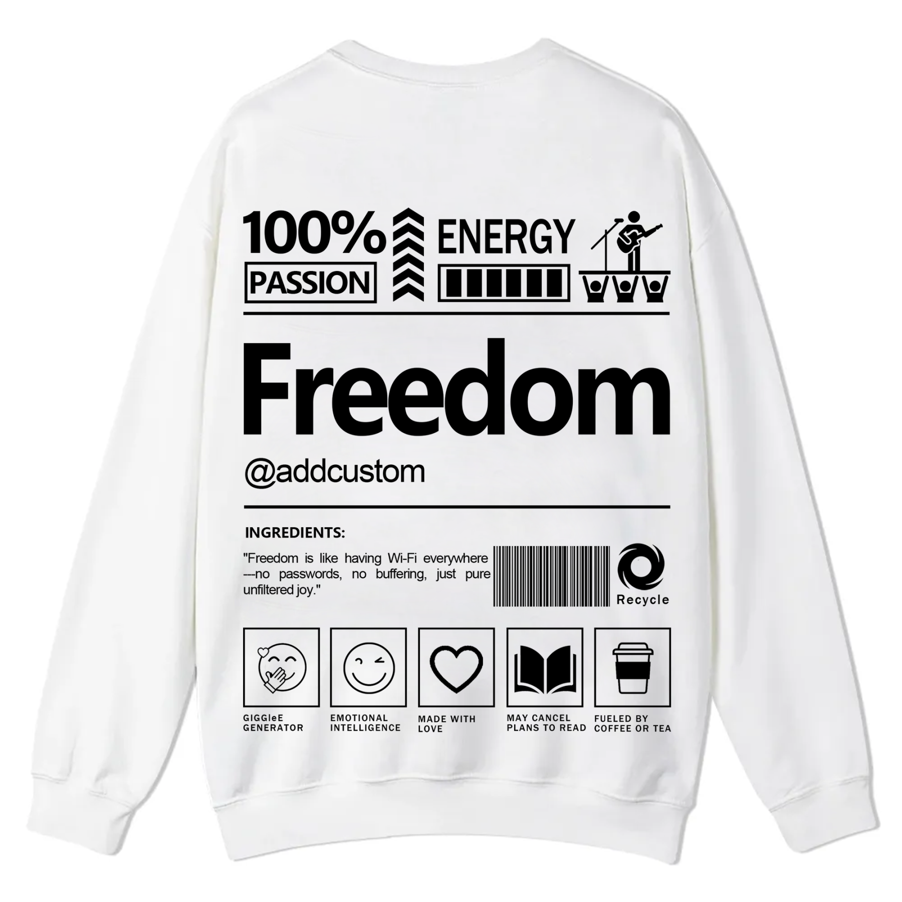 Freedom Addcustom Casual Crewneck Sweatshirt