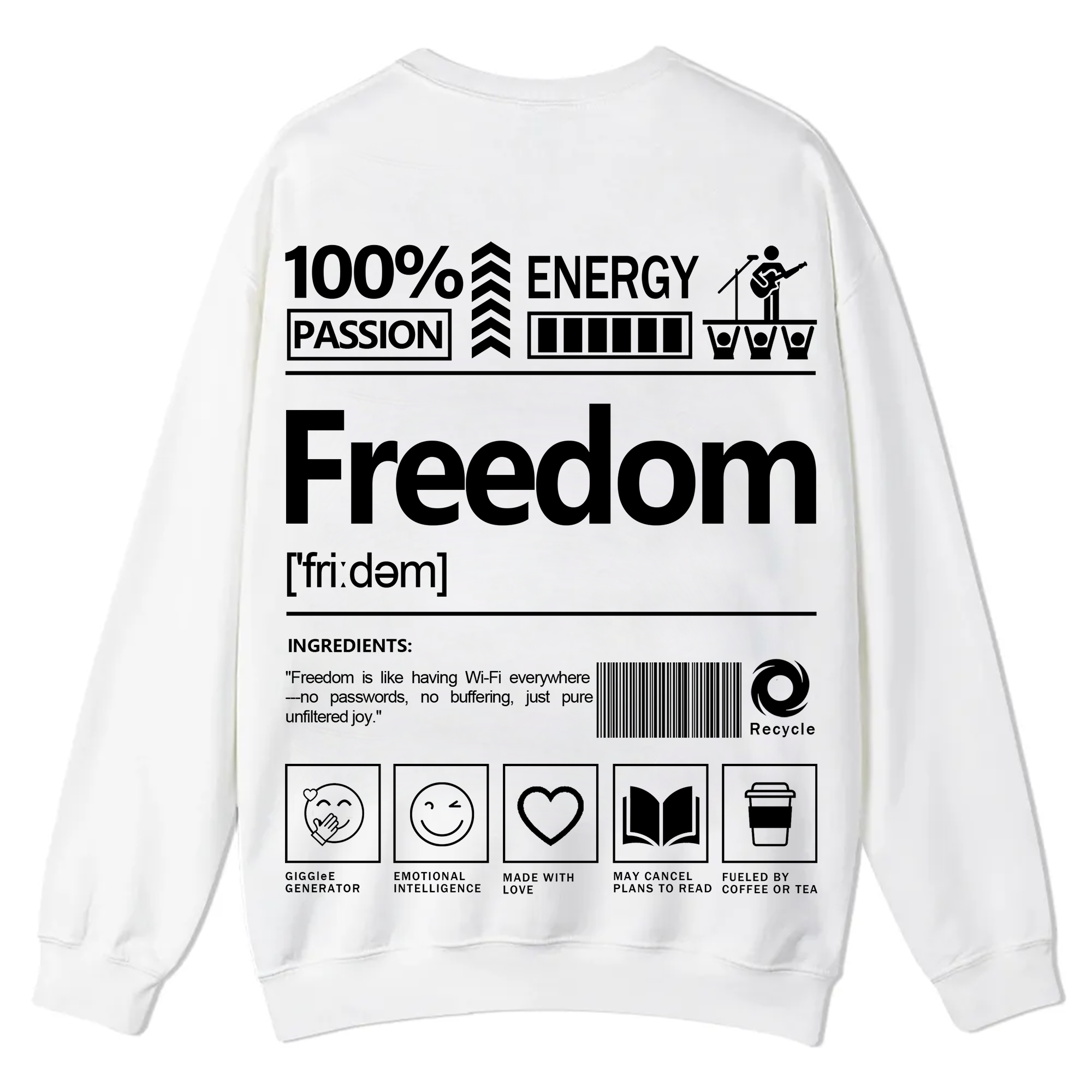 Freedom Unisex Fit Casual Crewneck Sweatshirt