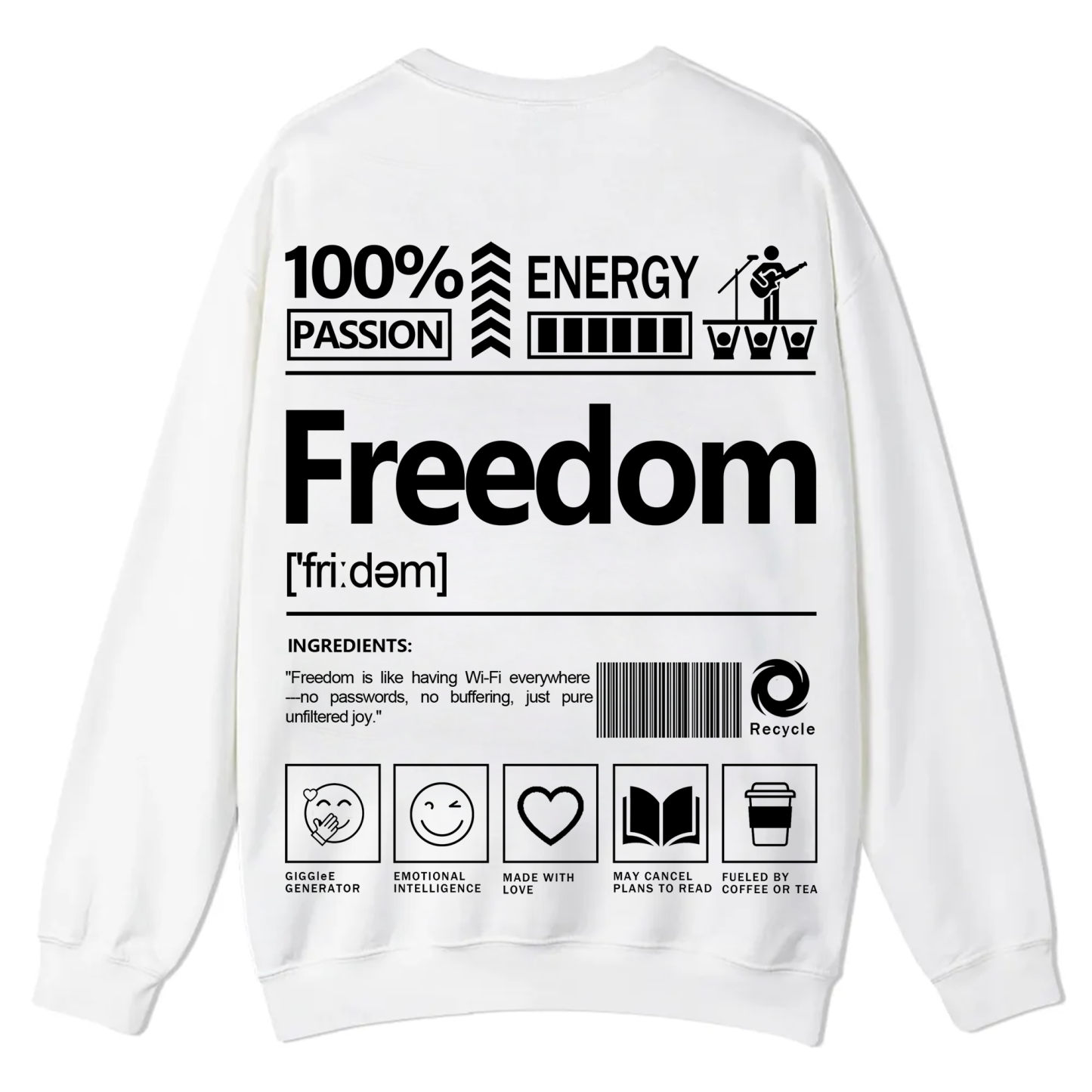 Freedom Unisex Fit Casual Crewneck Sweatshirt