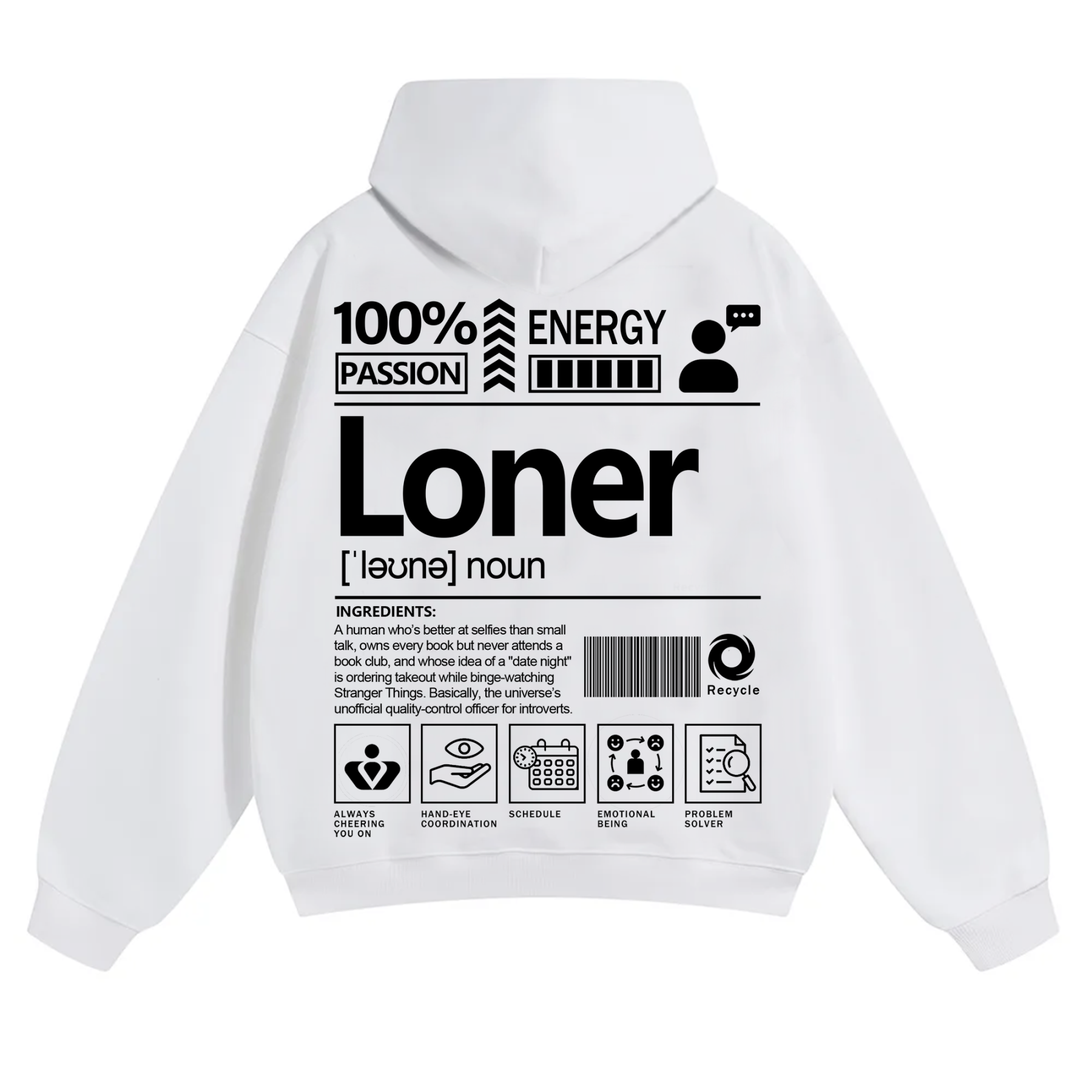 Loner Unisex Fit Solid Color Hoodie