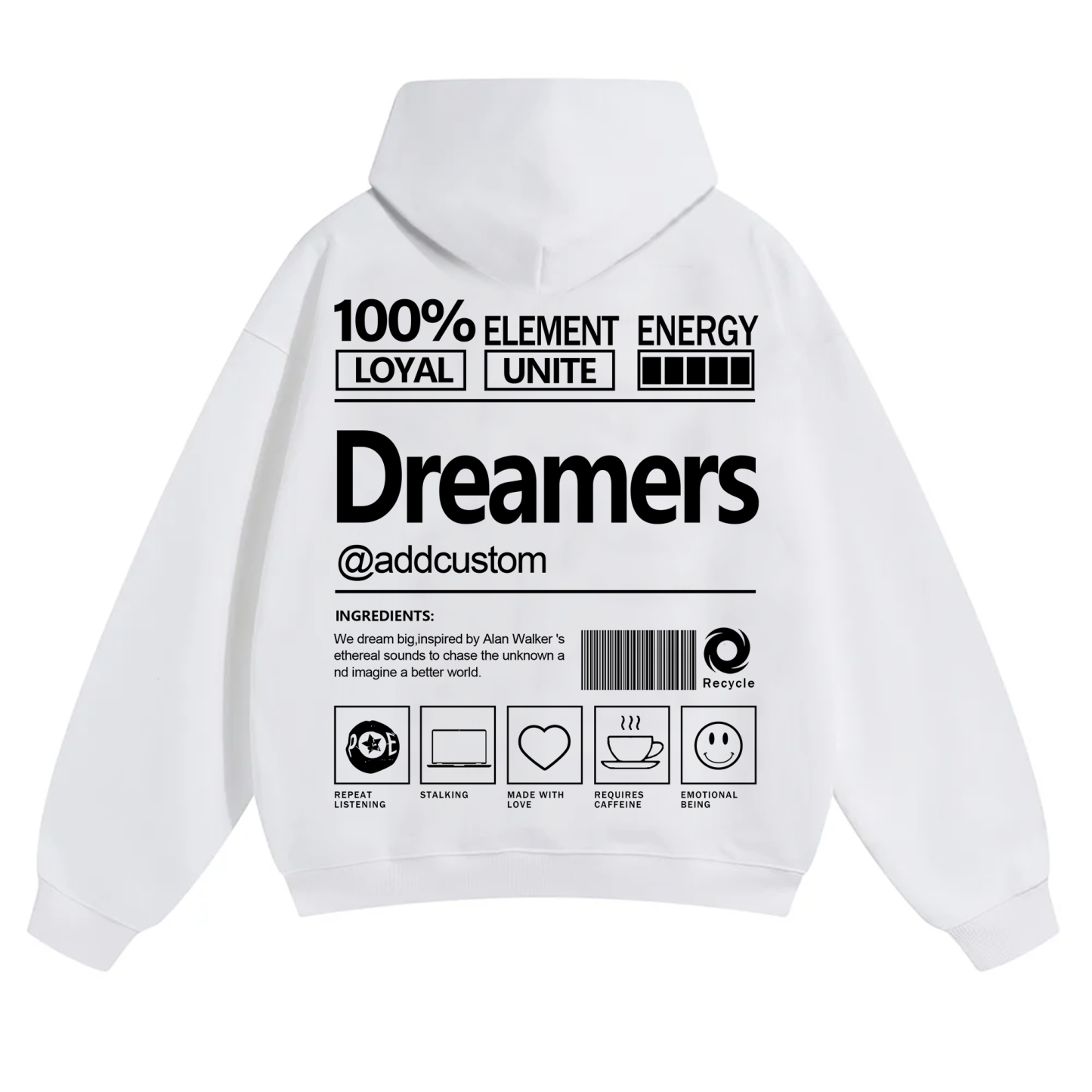 Dreamers Addcustom Unisex Fit Solid Color Hoodie