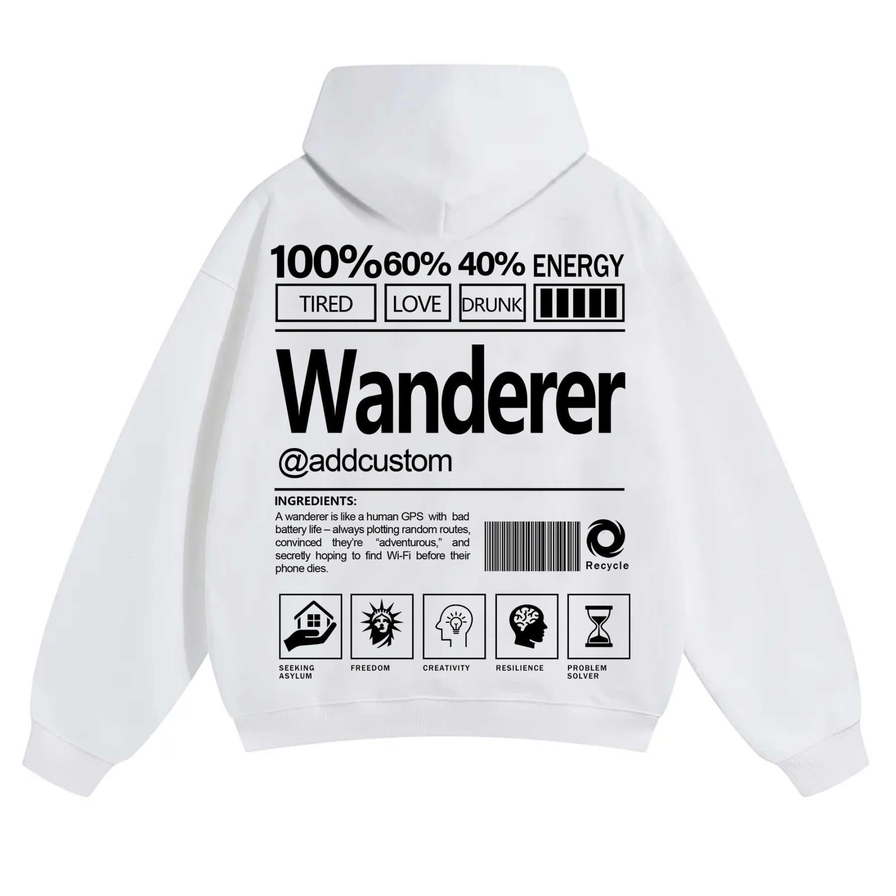 Wanderer Addcustom Unisex Fit Solid Color Hoodie