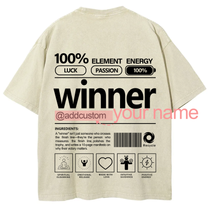 Winner Addcustom Unisex Fit Washed T-Shirt