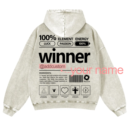 Winner Addcustom Unisex Fit Vintage Washed Hoodie
