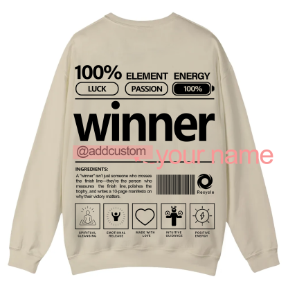 Winner Addcustom Unisex Fit Casual Crewneck Sweatshirt