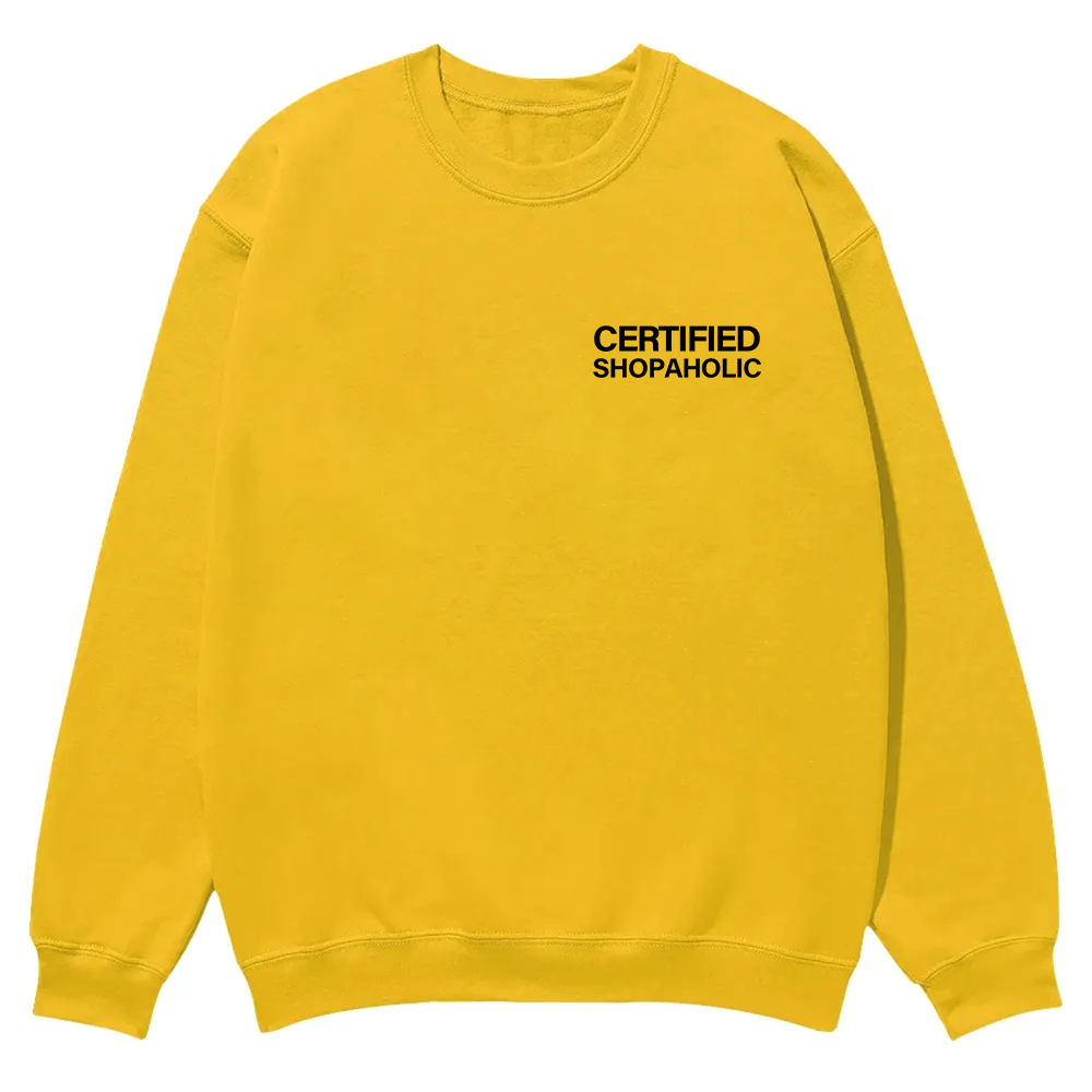 Certified Shopaholic Casual Crewneck Sweatshirt wearishow