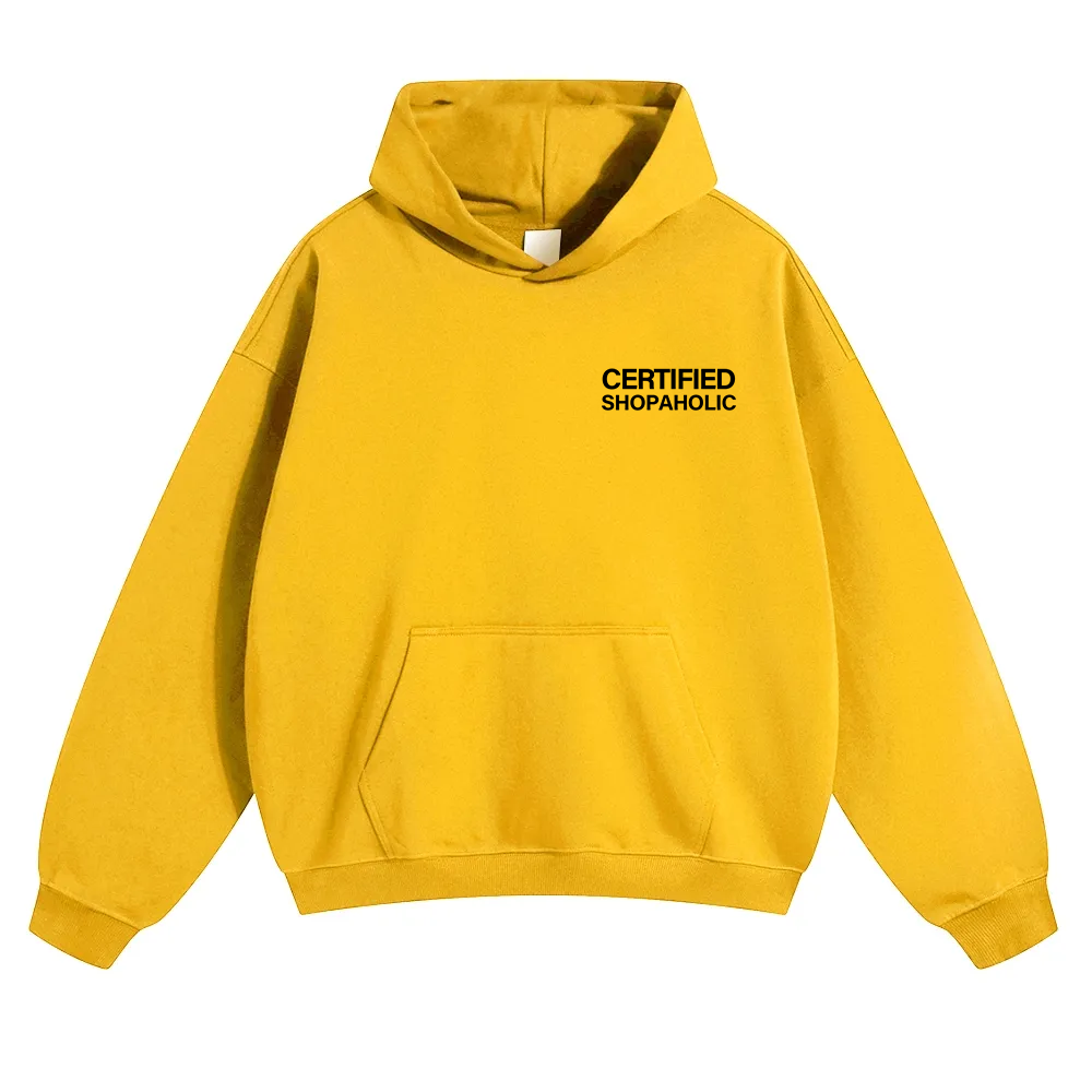 Certified Shopaholic Unisex Solid Color Hoodie wearishow