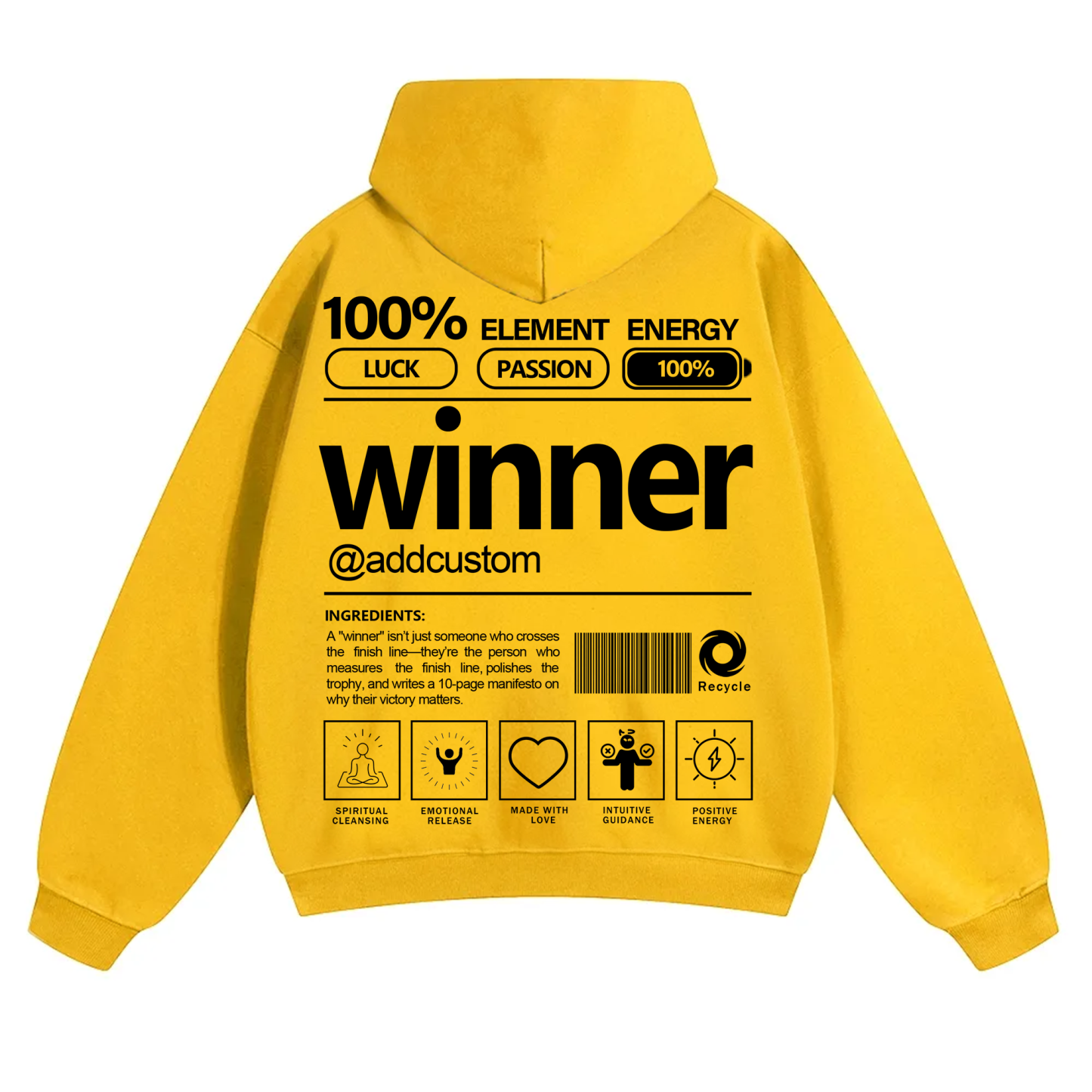 Winner Addcustom Unisex Fit Solid Color Hoodie