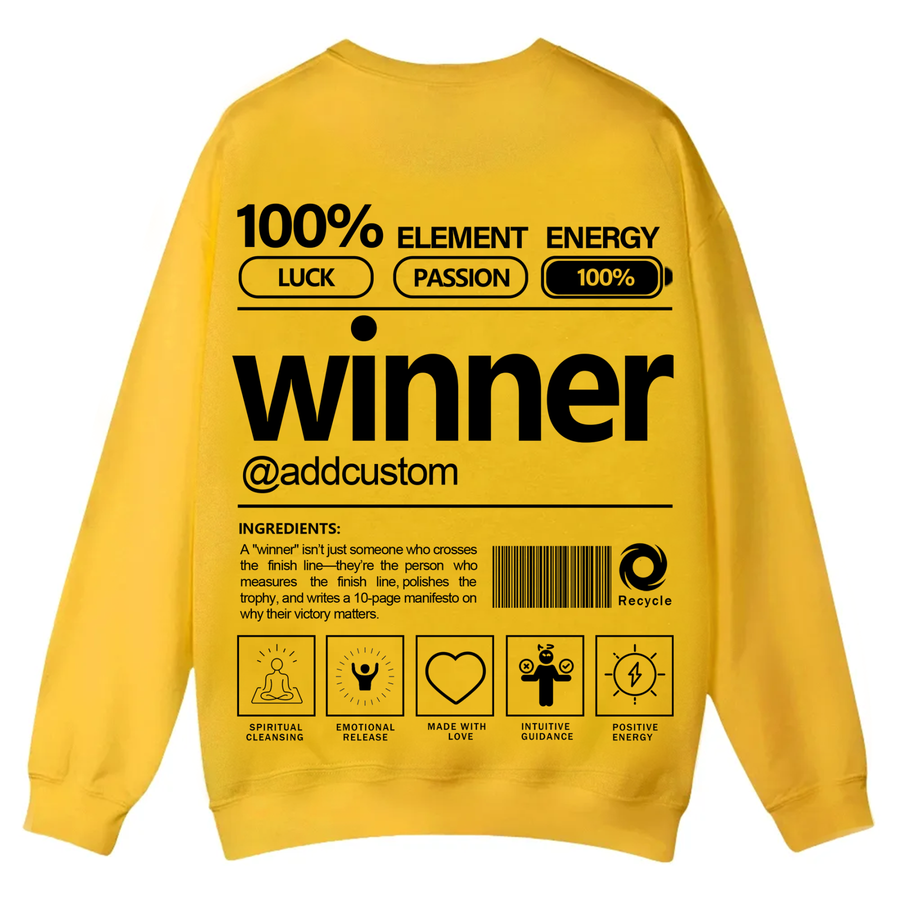Winner Addcustom Unisex Fit Casual Crewneck Sweatshirt
