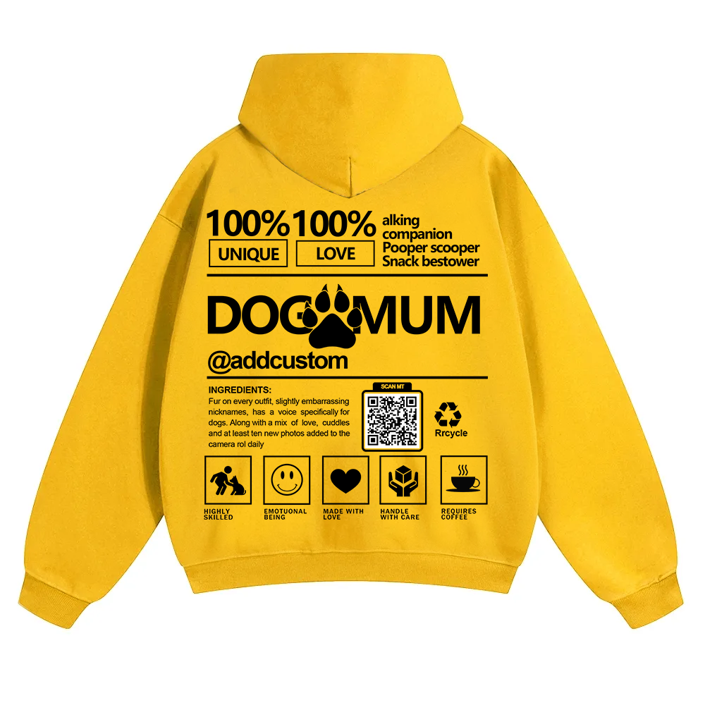 Dog Mum  Addcustom QR Code Name Solid Color Hoodie
