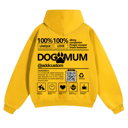 Dog Mum  Addcustom QR Code Name Solid Color Hoodie
